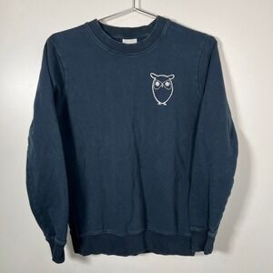 Owl Minimalist Navy Blue Crewneck Sweatshirt Knowledge Cotton Apparel Small